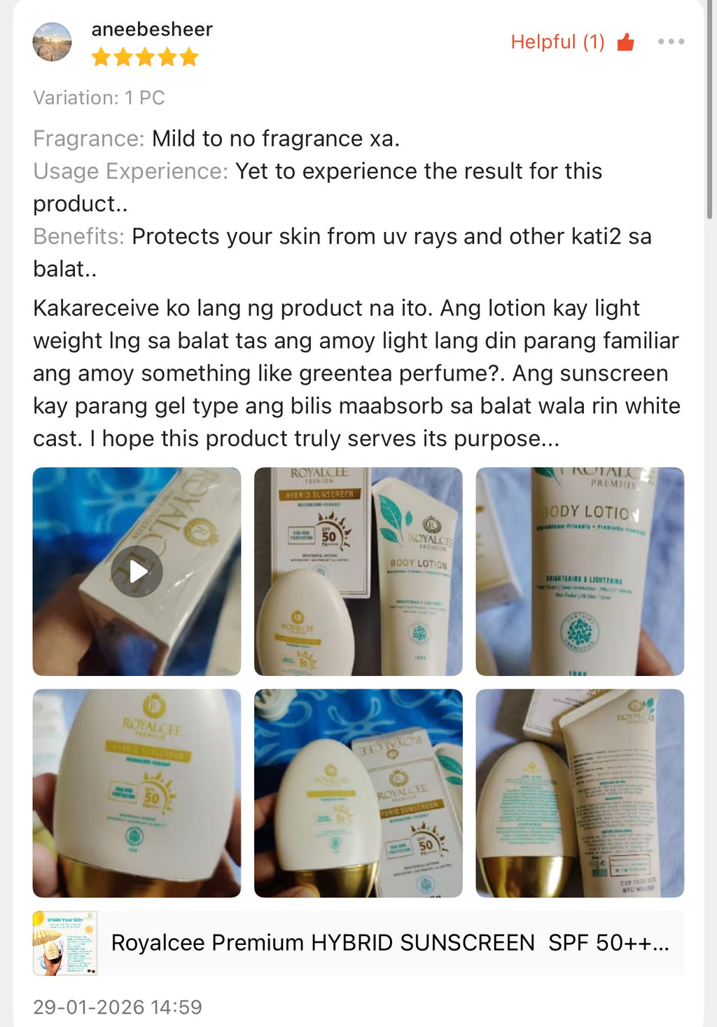 HYBRID SUNSCREEN  SPF 50++++ Royalcee Premium