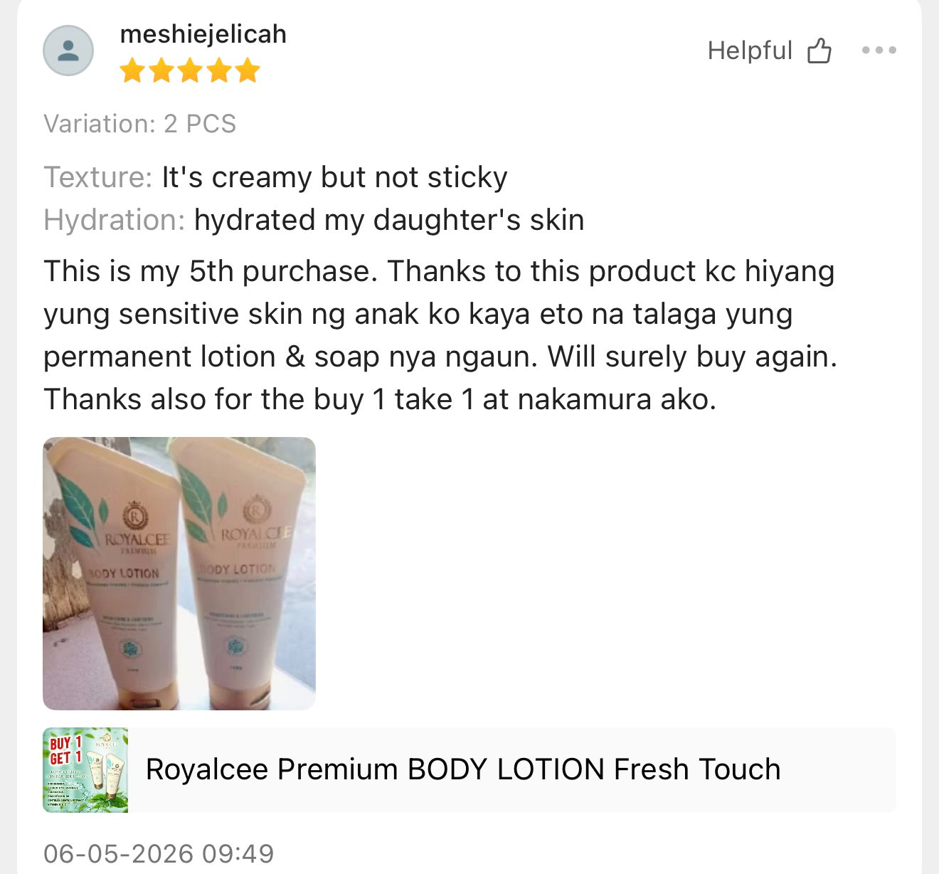 BODY LOTION Fresh Touch Royalcee Premium