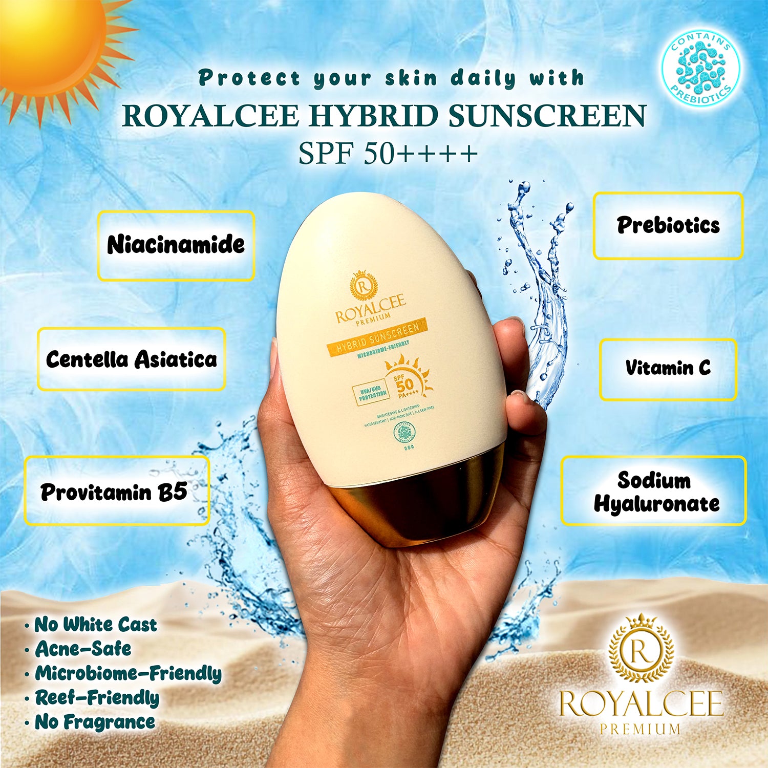 HYBRID SUNSCREEN  SPF 50++++ Royalcee Premium