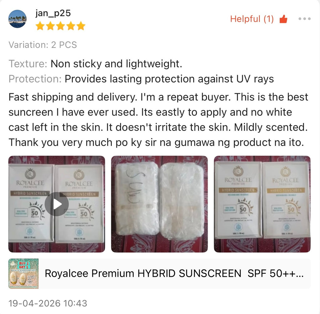 HYBRID SUNSCREEN  SPF 50++++ Royalcee Premium