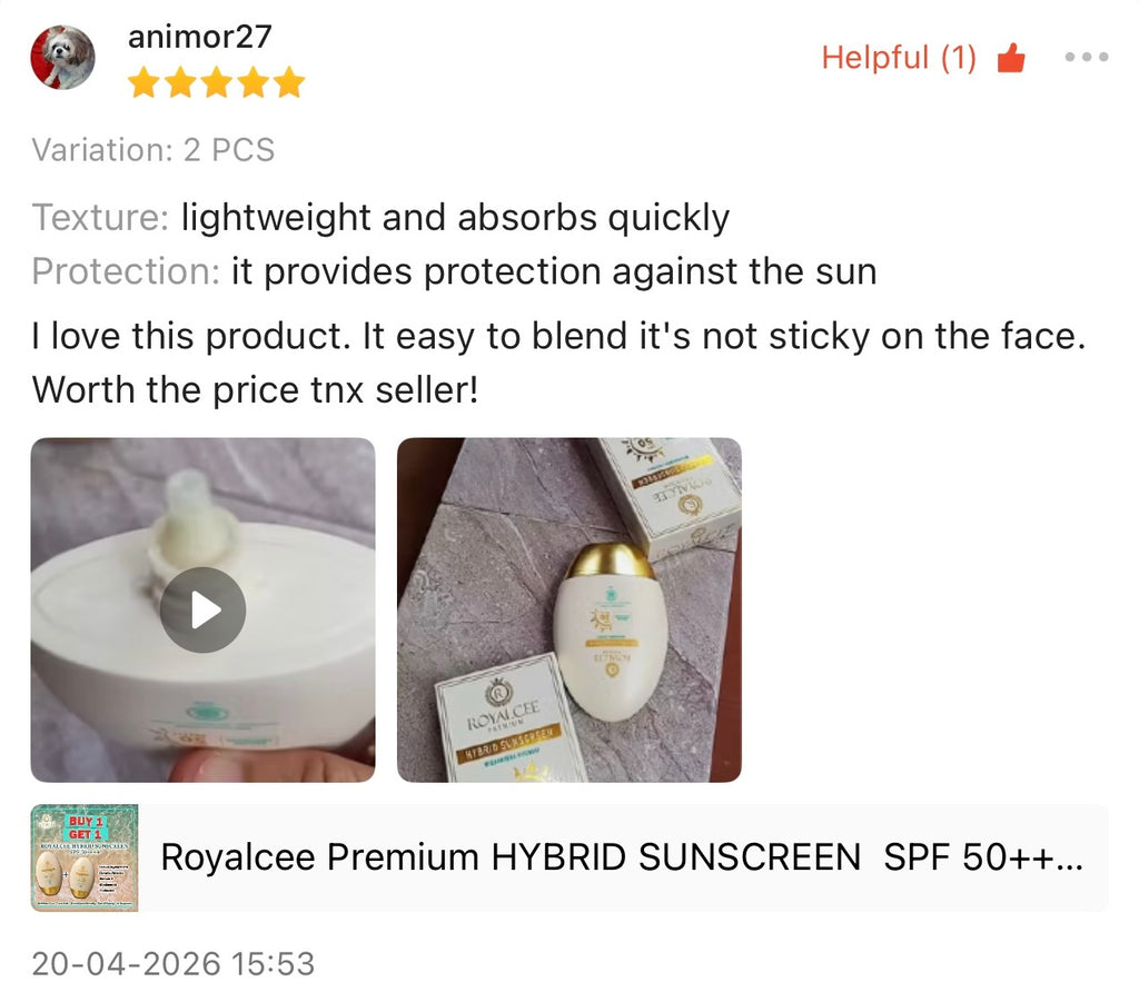 HYBRID SUNSCREEN  SPF 50++++ Royalcee Premium